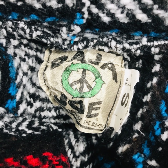 Baja Joe Striped Baja Hoodie Black White Blue Size Small - Picture 4 of 7